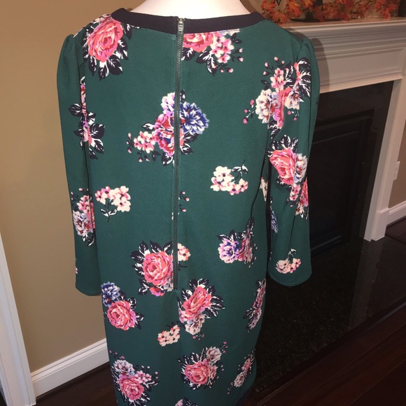 Target Green & Pink Floral Dress Mid (Knee) Length - Picture 3 of 3